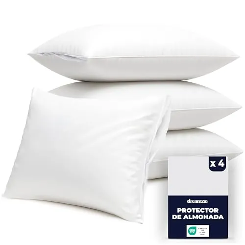 Dreamzie - Protector Almohada 40x70 cm Impermeable - Lavable 90°C - Pack x4