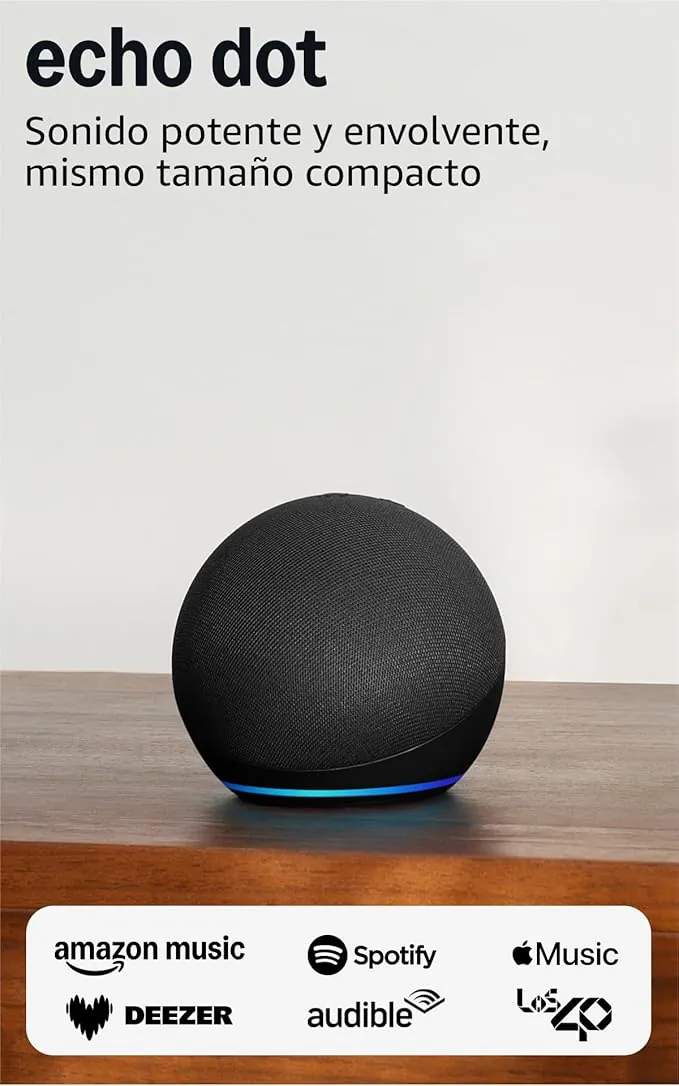 Echo Dot (Última generación) | Altavoz inteligente wifi y Bluetooth con Alexa, con sonido más potente y de mayor amplitud | Antracita