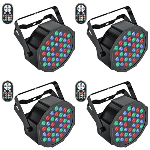 UKing 4PCS Foco Par LED, RGB 36 LED Luces de Escenario con Control Rmoto, Disco Efectos de Iluminación 7 Modos para Bodas Luces de Fiesta de Navidad