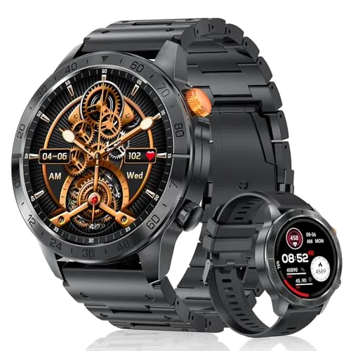 SLOKSFil Reloj Inteligente Hombre ET/HRV/SIRI 1,43" AMOLED con Llamada/24H Pulsómetro SPO2/50+ Modos Deportivos/IP68Impermeable/Monitor de Sueño/Relojes de Fitness/para Android iOS
