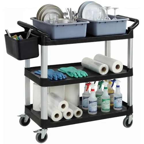 HOMCOM Carro de Limpieza con Ruedas 115x50x100 cm Negro