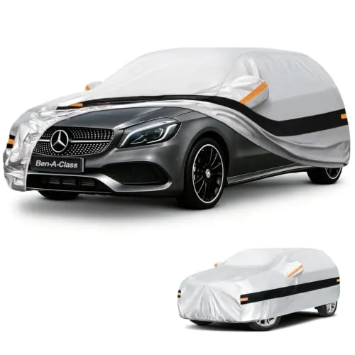 Holthly Funda Coche Exterior para Mercedes Benz Clase A(2012-2026),Funda Coche 10 Capas de Protección,Cubre Coche 100% Impermeable,Antipolvo,Cortaviento,Impermeable a la Lluvia,Protección UV.