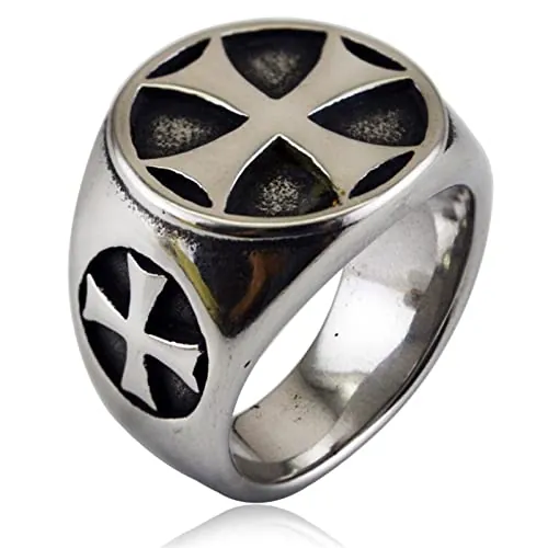 HCMA Anillos de Cruz templaria de Acero de Titanio, Anillo Antiguo de Cosplay de Jugador, joyería de Moda, Anillo de Fiesta Vintage, Regalo de joyería
