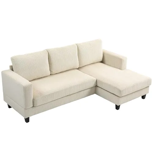 HOMCOM Sofá Chaise Longue Sofá de 3 Plazas para Salón 214x134x87 cm Beige