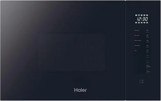 Haier Series 2&4 H38FMWID4ID27N​ Microondas Integrable con Grill, 8 Niveles Potencia, 6 Funciones, Interfaz táctil, Boton de Apertura de Puerta (no táctil), 8 Automenús, Bloqueo seguridad, Negro