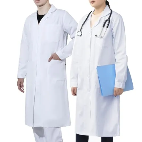WORK IDEA Bata de Laboratorio para Hombre y Mujer, 100% Algodón, Bata Médica, Blanco, XXL