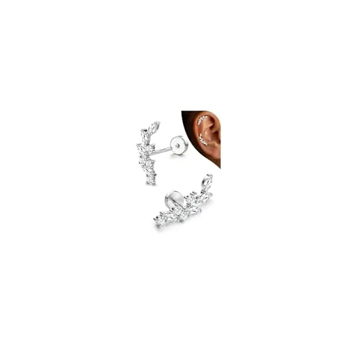 Adramata Pendientes Plata de Ley 925 Mujer Pendiente Hipoalergenicos Brillante Piercings Oreja Piercing Helix Piercing Tragus Pendiente de Aretes Pendientes Mujer Plata/Oro