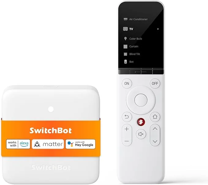 SwitchBot Universal Remote Control con Hub Mini Matter Activado, Control Remoto Inteligente Todo-en-uno con App Adaptable, Control de Aparatos IR/Bluetooth, Compatible con TV/AC/SwitchBots y Más