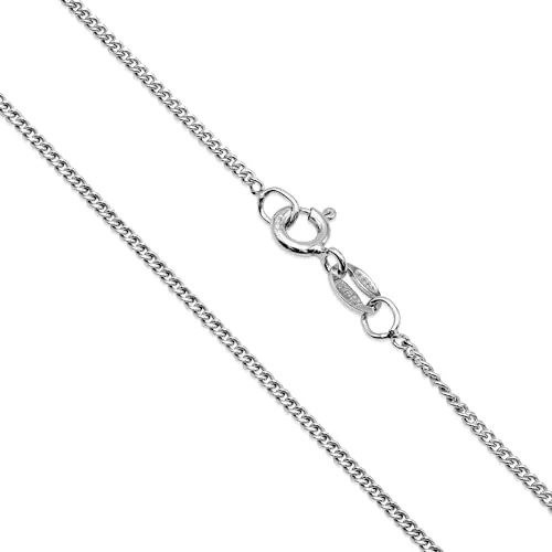 AKA Gioielli® - Collar Niños Plata De Ley Esterlina 925 Rodio - Cadena de Frenar Diamante 1.3 mm - 35 cm de largo