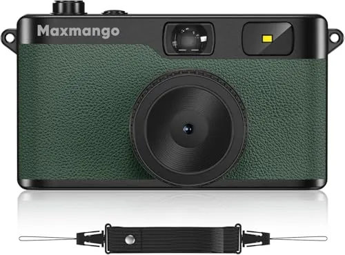 Maxmango D53 Cámara Digital de Estilo Retro sin Pantalla, 12 MP Filtros DIY, Cámara Digital compacta sin Pantalla con Tarjeta SD de 8 GB para 4000 Fotos (Verde)