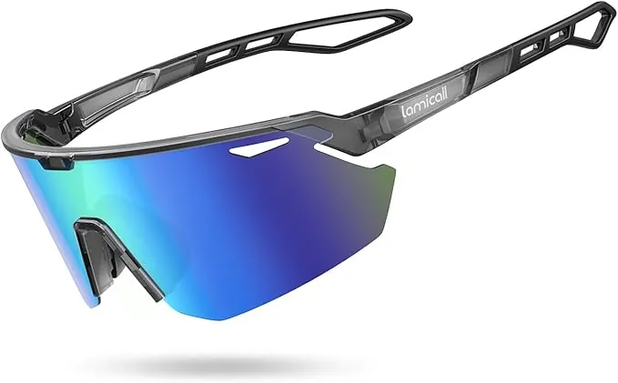 Lamicall Polarizadas Gafas de Sol para Ciclismo - [24g Ultraligero] UV400 Protección, TR90-Marco, Almohadilla Nasal Ajustable, Gafas de Sol Deportivas Mujeres Hombres para Pesca/Running/Senderismo