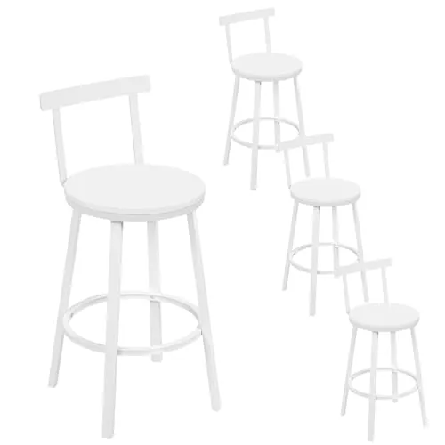 WOLTU Taburetes Altos de Cocina Juego de 2 con Respaldo, Blanco | Taburetes con Reposapies, para Comedor, Cafeteria, Barra Cocina