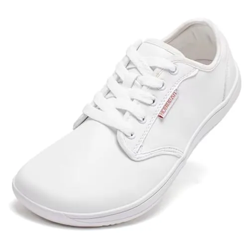 HOBIBEAR Unisex Amplia Descalzo Zapatos para Hombres Womens Minimalista Zapatillas Zero Drop Zapatos Ligeros Cómodo (Blanco,EU 38)
