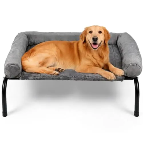 Nobleza Cama Elevada Perro, Cama de Perro Lavable Grande, 122*71*32cm, Gris | 2 en 1 Cama para Perros, Cama Refrescante Perro Desmontable, Apto para Invierno y Verano, Robusto y Duradero