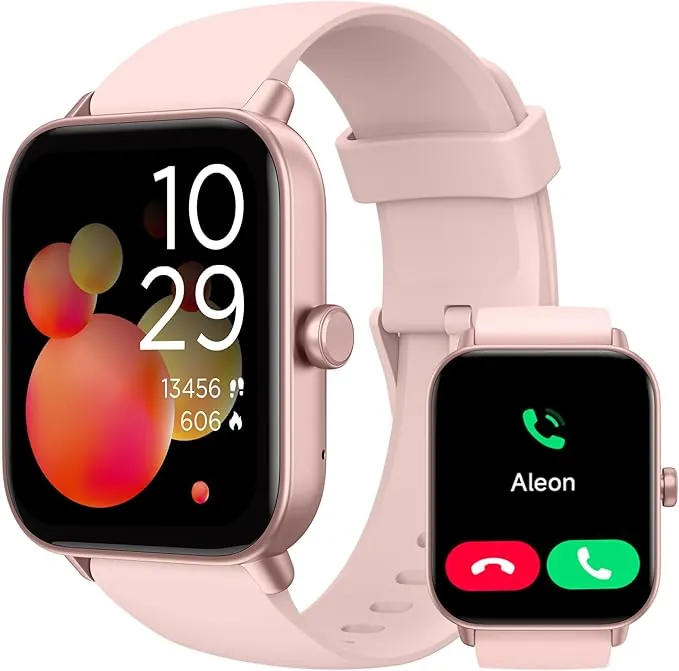 TOOBUR Reloj Inteligente Mujer con Alexa, 1.8" smartwatch Deportivo con 100 Deportes, Recibir y Contestar Llamadas, Podómetro y pulsómetro, IP68 Impermeable Nadar, Compatible con Android iOS