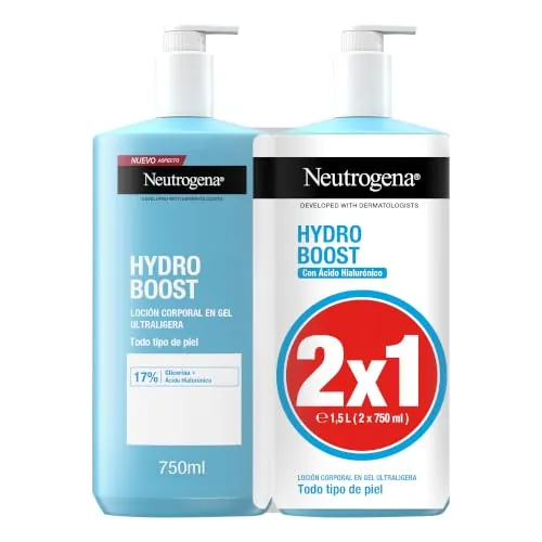 Neutrogena Hydro Boost Loción Corporal en Gel Ultraligera, 750 ml, 2 uds