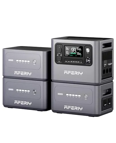 AFERIY Estacion Energia Portatil 2800 W, con 3 baterías adicionales, Portable Power Station 8192 Wh, Capacidad Ampliable, Generador Solar para Camping, Hogar, Viajes, Para Autocaravanas, Emergencia
