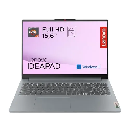Lenovo IdeaPad Slim 3 Gen 8 - Ordenador Portátil 15.6" FHD (AMD Ryzen 5 40, Radeon 610M Graphics, 16 GB RAM, 512 GB SSD, USB-C, Wi-Fi 6, Windows 11 Home) Teclado QWERTY Español, Gris Ártico