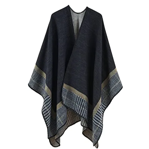 Colornial Chal Elegante para Mujer Capa Frontal Abierta Poncho Suave, Adecuado para Primavera, Otoño e Invierno