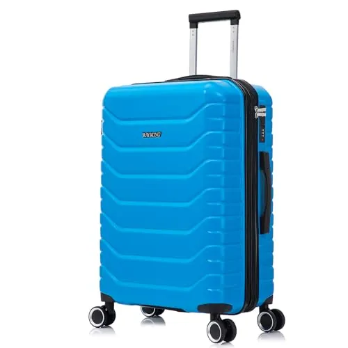 RAYKONG Maleta Mediana Expandible ABS+PC 66x45x27.50cm - 30cm Extendido | 82L - 90L | 24 Pulgadas |23kg semirígidas candado combinación - Turquesa