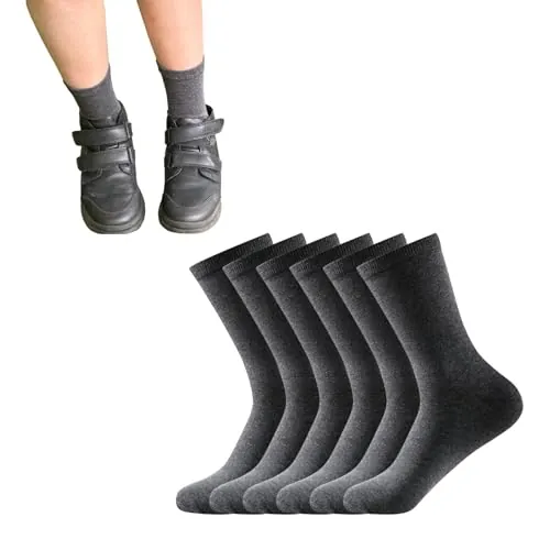 Balseti Calcetines Lisos Bajos. 85% Algodón. Unisex Niño, Niña. Modelos para Uniformes, Colegio, Trajes, Ejecutivos. Pack 6 Pares Transpirables. (FR/ES, Números, 36, 39, Regular, Gris Oscuro)