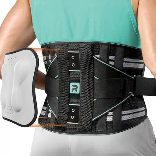 Rakiie Lumbar Para Hombre y Mujer, Soporte Lumbar 8X Potente con Almohadilla 3D, Soporte de Espalda Transpirable con Correa Ajustable (Azul, Medium)