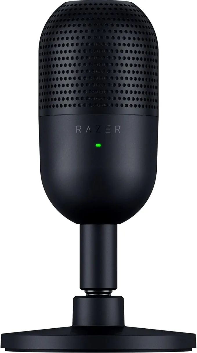 Razer Seiren V3 Mini - Micrófono USB ultracompacto - micrófono de condensador de 14mm (patrón de captación supercardioide, sensor Tap-to-Mute con indicador LED, amortiguador incorporado) Negro