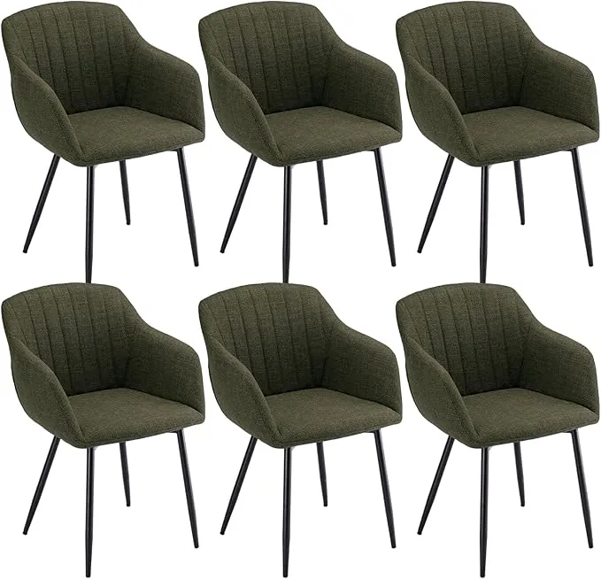 Sillas Comedor Pack 6 con Reposabrazos Silla Comedor Terciopelo Sillas de Cocina Patas de Metal para Cocina, Salon, Gris Claro