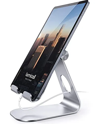 Lamicall Multiángulo Soporte Tablet, Ajustable Soporte para iPad Mesa | Aleación de Aluminio Resistente, Ligero y Portátil, Soporte para iPad Pro Mini Air, Samsung Tab, iPhone, Otras Tablets