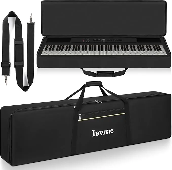 OUUTMEE Funda para Teclado Dos Maneras de Llevarla,Funda para Teclado Piano,Tela Oxford 600D Resistente al Agua para Piano,Negro, Negro , 88 Tasten