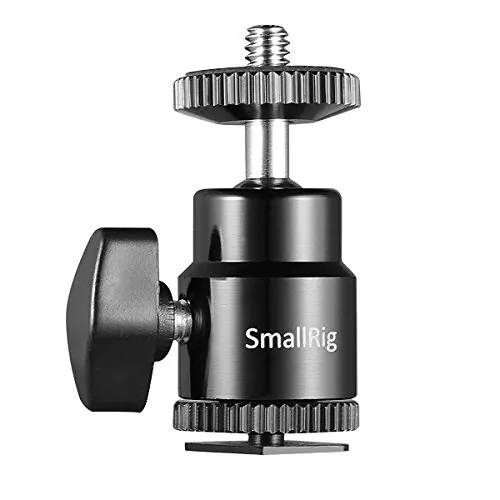 SMALLRIG Mini Rotula de Bola, 360 Grados Ball Head Mount con 1/4 Tornillo y Adaptador de Zapata Flash, Carga Máxima 6.61lb / 3kg- 761