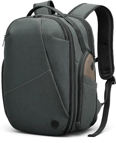 VANKEV Mochila de Viaje Expandible Equipaje de Mano para EasyJet Bolsa PC | 30L-38L, Gran Capacidad, Mochila Ligera para Portátil 17", Mochila de Viaje Casual para Hombre y Mujer, Verde Pizarra
