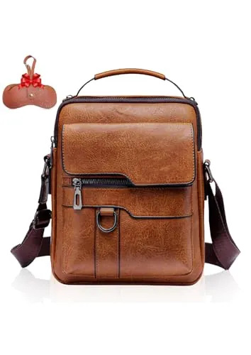 RUBALN®️Bolso Hombre de Piel Sintética Elegante+funda gafas de regalo–Bolso Hombre Bandolera - Bolsos Hombre-Mariconera hombre-Compacto-para Regalo- Ideal uso diario