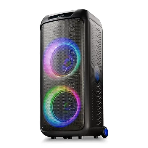 Music Sound Sound Box, Altavoz Bluetooth Portátil, 110W, Luces RGB Sync, True Wireless, Asa y Ruedas, 3 Horas de Autonomía, Sonido Potente para Fiestas al Aire Libre