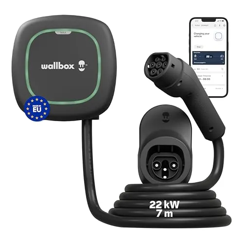 Wallbox Pulsar MAX 22kW, Cargador Coche Electrico Cable 7M, Cargador EV