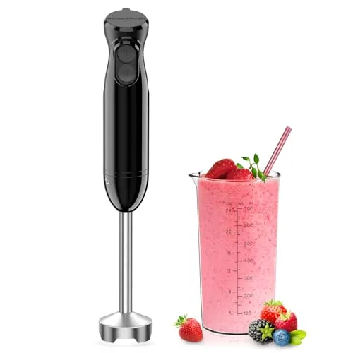 BonsenKitchen Batidora de mano, batidora de inmersión 2 en 1 de mano
