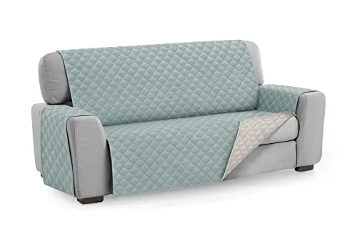 Textilhome Funda Cubre Sofá Malu, Sofas de 4 Plazas(200 cm), Protector Acolchado Reversible Universal, Ideal para Mascotas, Resistente a Arañazos y Pelos, Color Agumarina