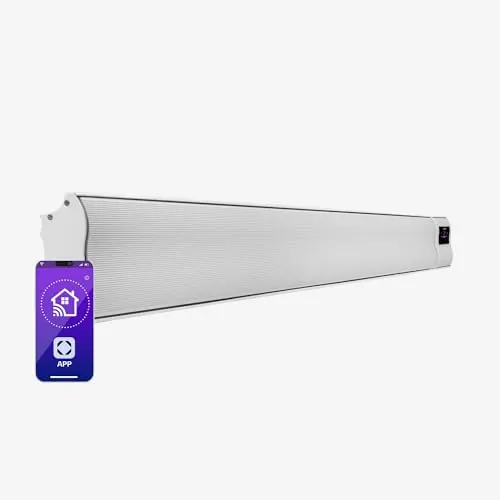 Klarstein Radiador Electrico Bajo Consumo, Calefactor para Patio o Terraza de 3000W, WiFi App, con Mando, Radiadores Bajo Consumo Electricos, Temporizador, LED, Calefactores Jardín, Sin CO2