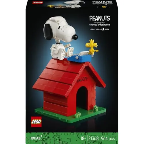 LEGO Ideas Peanuts: La Caseta de Snoopy 21368 | Set para adultos, maqueta de casa y figura de Snoopy y Woodstock, decoración de estantería, regalo de cumpleaños, 964 piezas