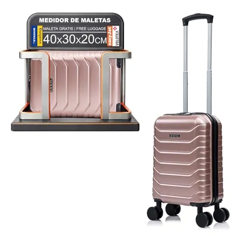 RAYKONG Maleta de Cabina ABS 40x30x20(24L)| Maxima Capacidad | Equipaje de Mano con Ruedas Desmontables para Ryanair | Vueling | EasyJet - RosaDorada