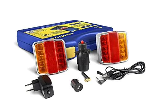 Goodyear - Kit Maletín con Luces Traseras LED Inalámbricas para Remolque, Bluetooth, Fijación Magnética, Autonomía 10h, 4 Funciones: Posición, Freno, Intermitentes, Matrícula, 12V