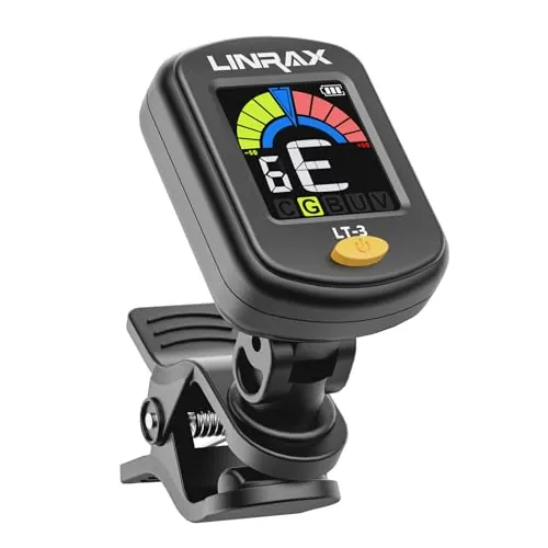 Linrax LT-3 Afinador de Guitarra Recargable, Sintonizador Clip con Pantalla LCD a Color, Afinador Cromático para Guitarra Bajo Ukelele Violín Banjo Mandolina, Afinador Digital, Accesorios de Guitarra