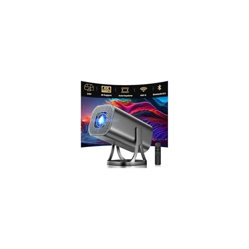 Proyector Portátil 1080P Soporte 4K con WiFi 6 Bluetooth 5.4, Android 12.0 Mini Portable Proyector 22000 Lúmenes, 270° Rotation Auto Keystone Compatibile HDMI USB TF Laptop PC Teléfono Hogar Exterior