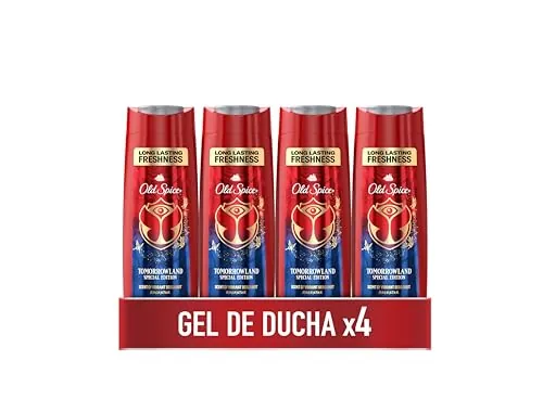 Old Spice Tomorrowland Gel de Ducha y Champú 3 en 1 para Hombre, 4x400ml | Edición Especial Tomorrowland, Frescura Duradera, Fragancia Intensa, Limpieza Profunda
