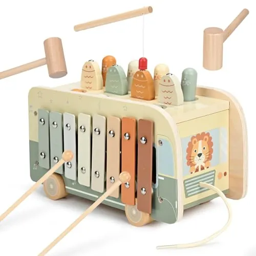 Vanplay Juguetes Niños 1 Año, Juguetes Bebe, Juguetes Montessori 7 en 1 con Xilofono, Instrumentos Musicales Bebe, Regalo Niño Niña 1 Año