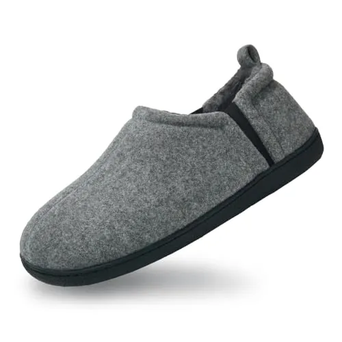 Donpapa Zapatillas Casa Hombre Invierno Cálidas Pantuflas Espuma Memoria | Slippers con Forro de Sherpa, Cómodas y Suaves, Antideslizante Suela, Lavable a máquina, Interior Exterior, Gris pizarra 31
