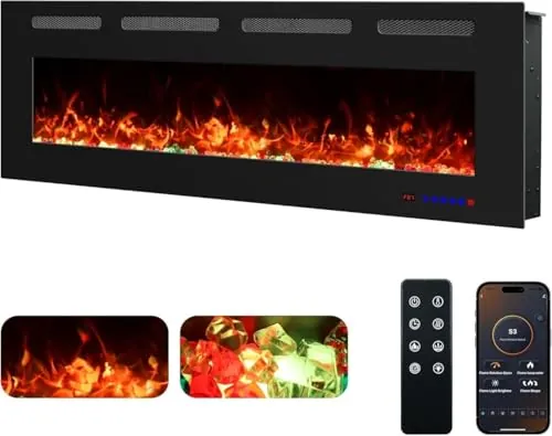 Weka Fireplace Chimenea Eléctrica Pared WiFi 127cm, 750/1500W, 13 Colores