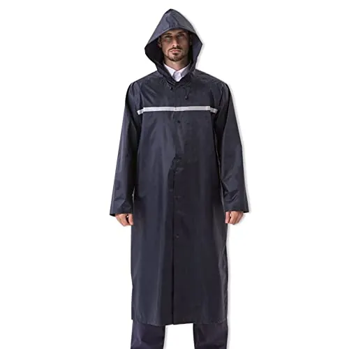 Pahajim Chaqueta de Lluvia Larga para Adultos, Chaqueta Ripstop Reutilizable con Capucha Ajustable, Chaqueta Impermeable Ligera, Chaqueta Impermeable para Hombres y Mujeres