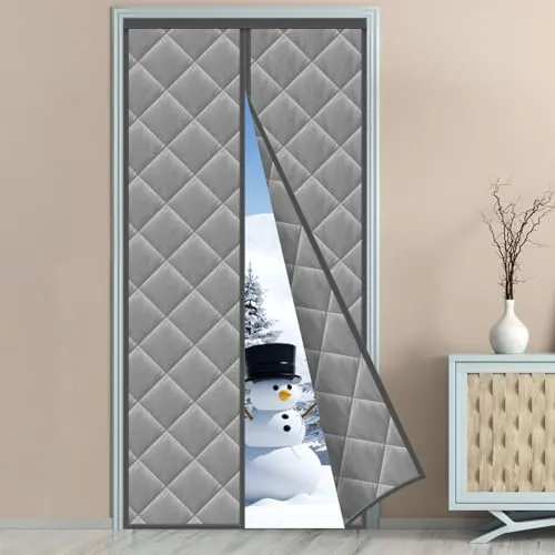 Invierno Cortina Térmica Magnética Puerta - 90 x 200 CM - GRIS