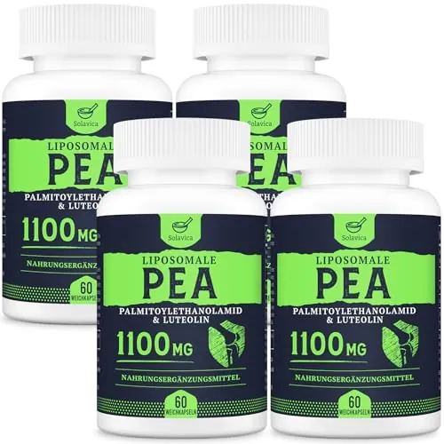 PEA liposomal 1100 mg – Palmitoiletanolamida micronizada con luteolina – 60 cápsulas de gel blando – Alta dosis y formulado moderno (4 unidad)